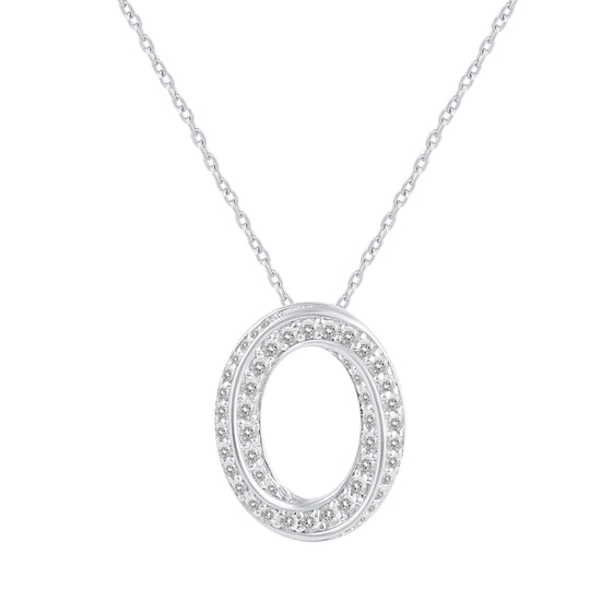 1/2 Cttw Diamond Open Pave Twisted Pendant Necklace set in 925 Sterling Silver (Select Design) oval round square marquise
