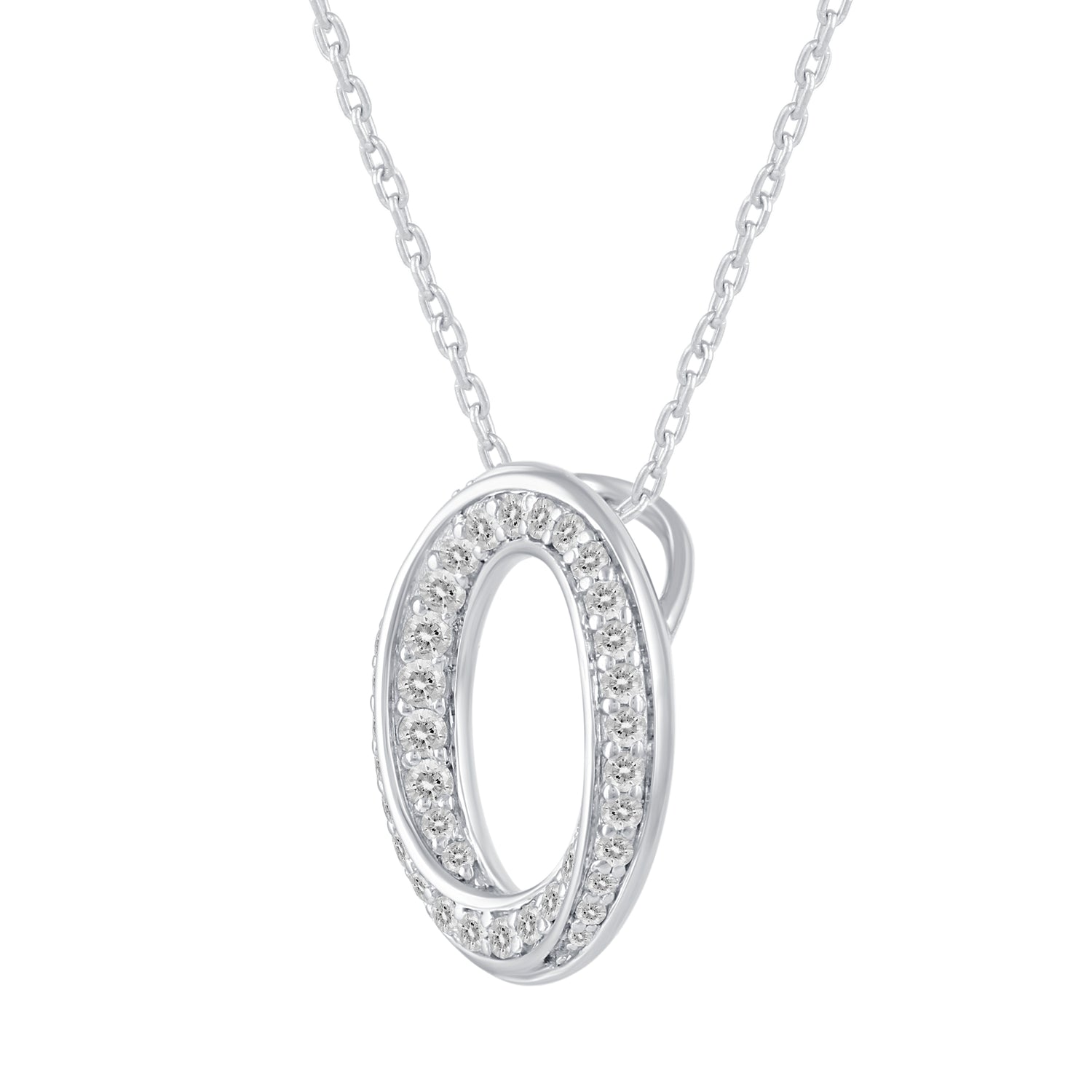 1/2 Cttw Diamond Open Pave Twisted Pendant Necklace set in 925 Sterling Silver (Select Design) oval round square marquise