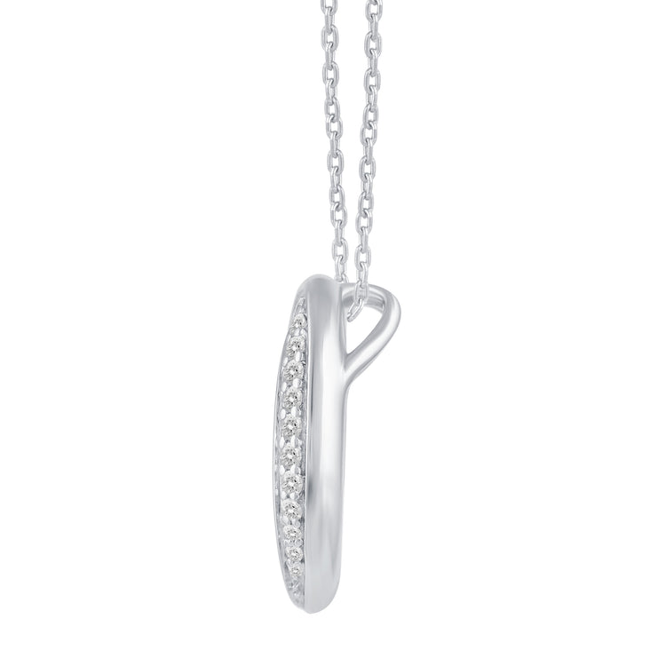 1/2 Cttw Diamond Oval Pave Twisted Infinity Pendant Necklace set in 925 Sterling Silver