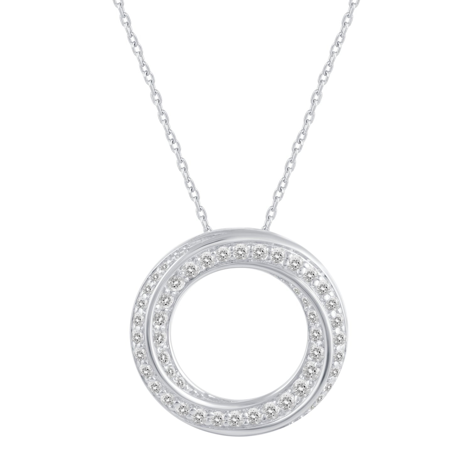 1/2 Cttw Diamond Round Pave Twisted Infinity Pendant Necklace set in 925 Sterling Silver