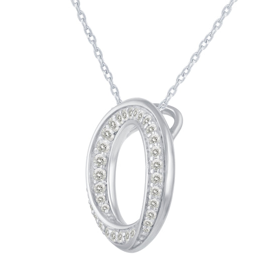 1/2 Cttw Diamond Round Pave Twisted Infinity Pendant Necklace set in 925 Sterling Silver