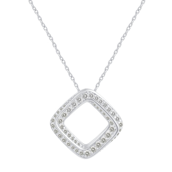 1/2 Cttw Diamond Square Pave Twisted Infinity Pendant Necklace set in 925 Sterling Silver