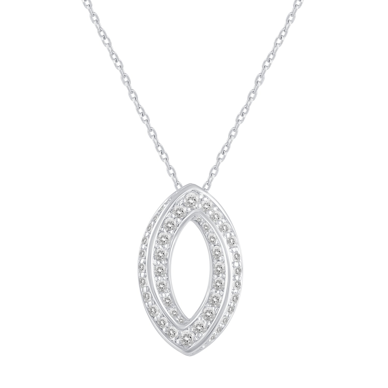 1/2 Cttw Diamond Open Pave Twisted Pendant Necklace set in 925 Sterling Silver (Select Design) oval round square marquise