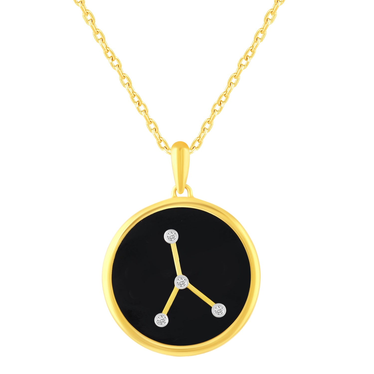 1/20 Cttw Diamond Zodiac Pendant Necklace set in 925 Sterling Silver 14K Yellow Gold Plating