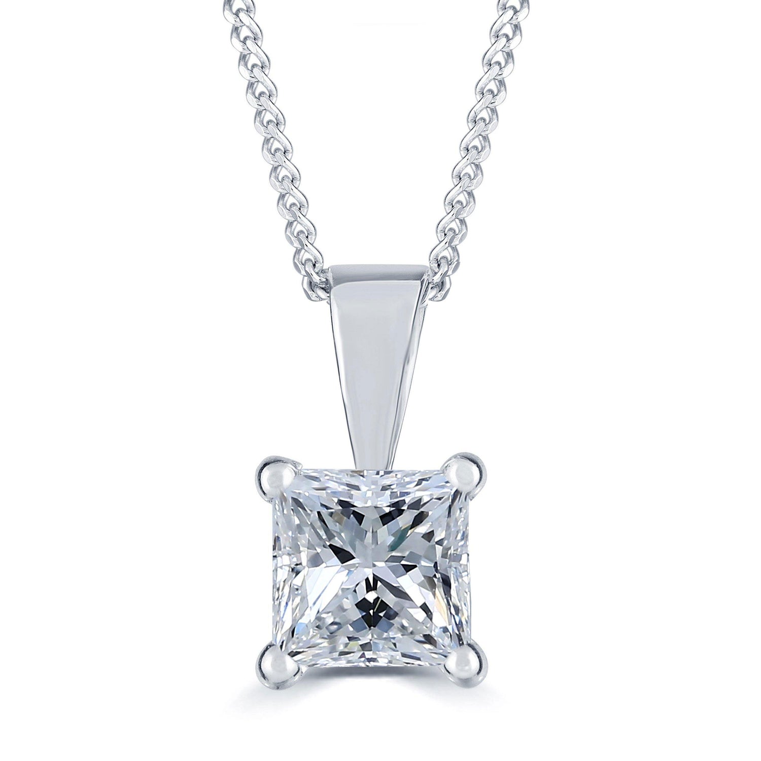 Certified (Near Colorless VS1-VS2) 1/5ct TW to 1.00ct TW Natural Diamond Pendant Princess Cut Set in 14K Gold