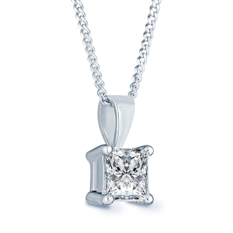 Certified (Near Colorless VS1-VS2) 1/5ct TW to 1.00ct TW Natural Diamond Pendant Princess Cut Set in 14K Gold
