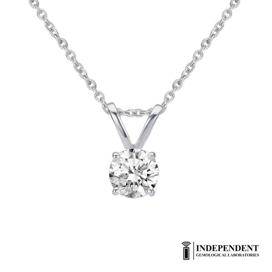 I.G.L Certified 1/4 Cttw Diamond Solitaire Pendant  in 14K White Gold