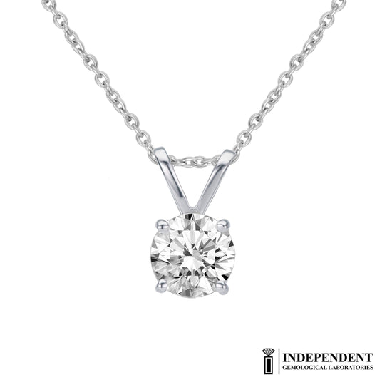 I.G.L Certified 1/2 Cttw Diamond Solitaire Pendant in 14K White Gold fine jewelry gift holiday valentine birthday