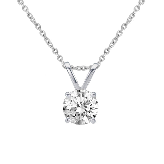 Certified (VS1-VS2) 1/2 - 1 Cttw Lab-Grown Diamond Solitaire Pendant  in 14K White/Yellow Gold fine jewelry gift holiday valentine birthday fifth and fine
