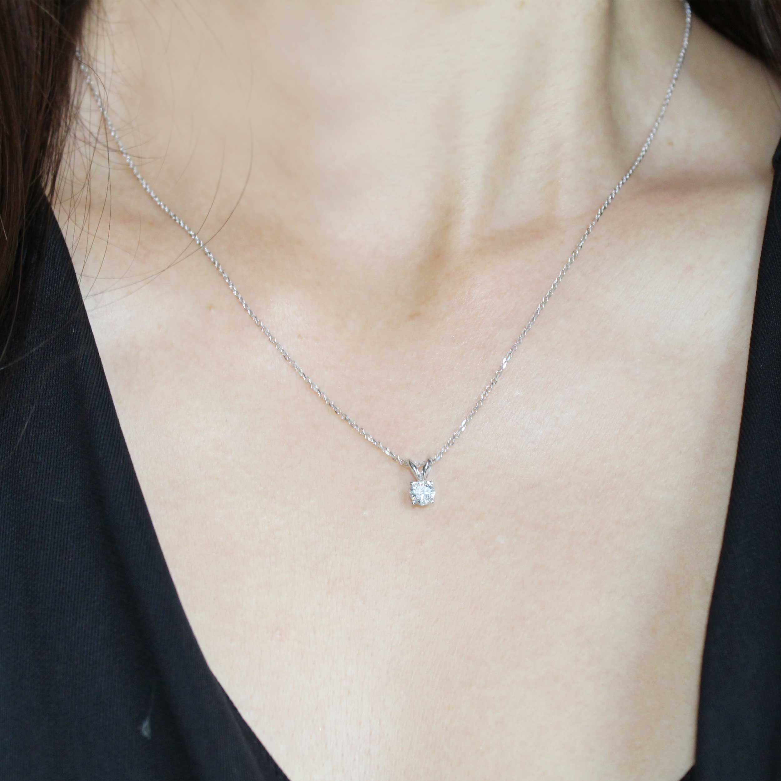 1/4 Carat Diamond Cushion Shape Pendant Necklace in Gold (Silver Chain –  FINEROCK