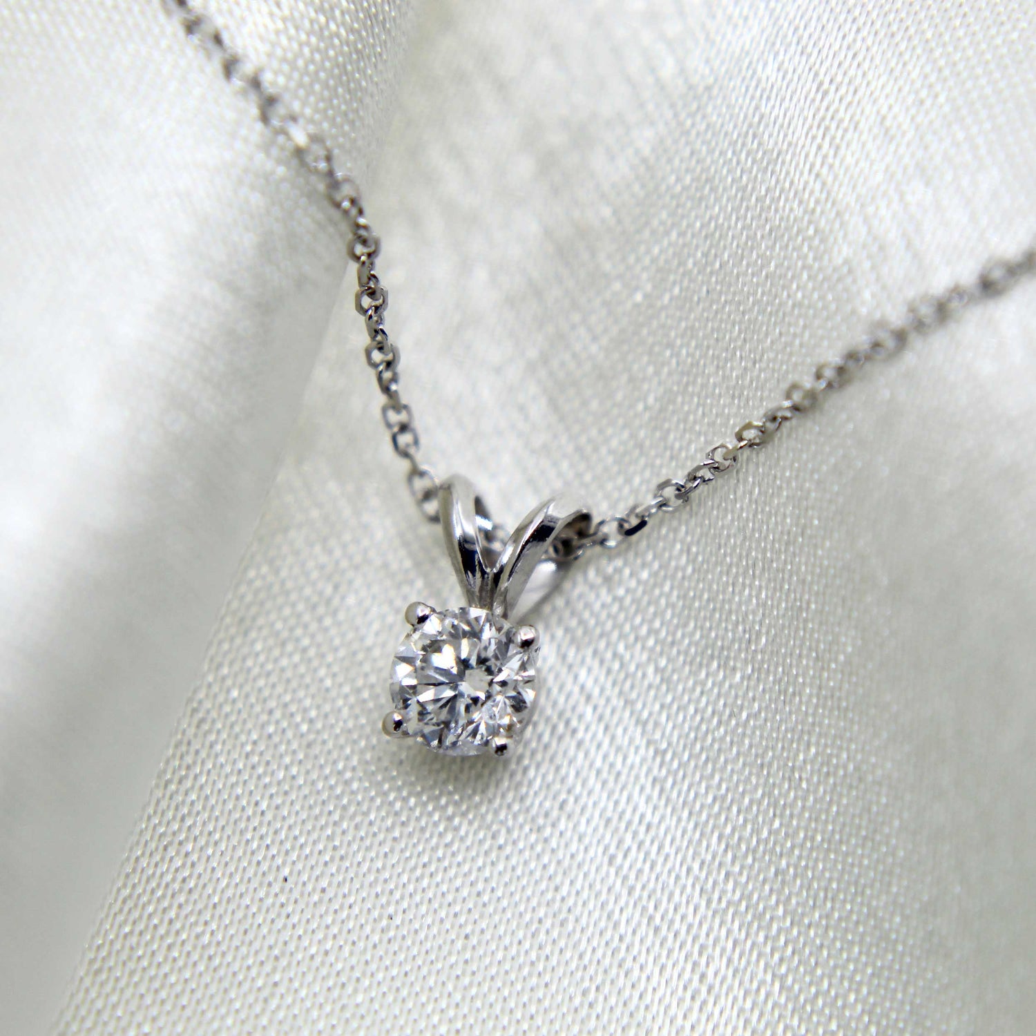 I.G.L Certified 1/2 Cttw Diamond Solitaire Pendant  in 14K White Gold fine jewelry gift holiday valentine birthday