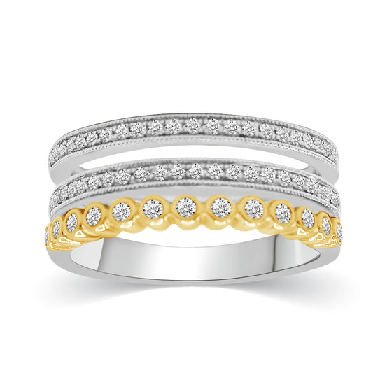 Diamond Anniversary Two-Tone stacked Dainty Ring in 14K TT