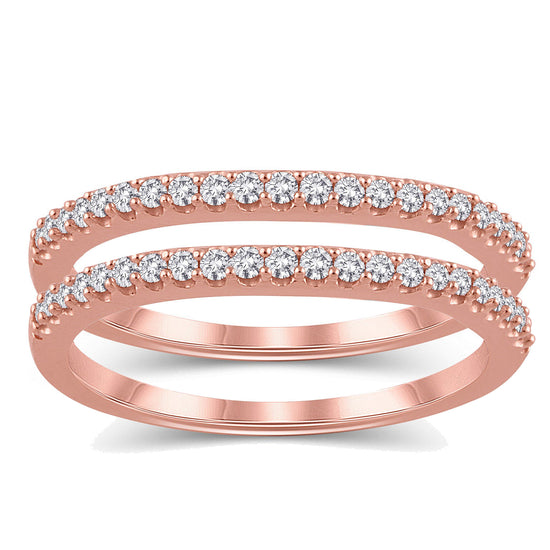 Fifth and Fine 1/3 Cttw Diamond Double Band Ring in 14K Rose Gold