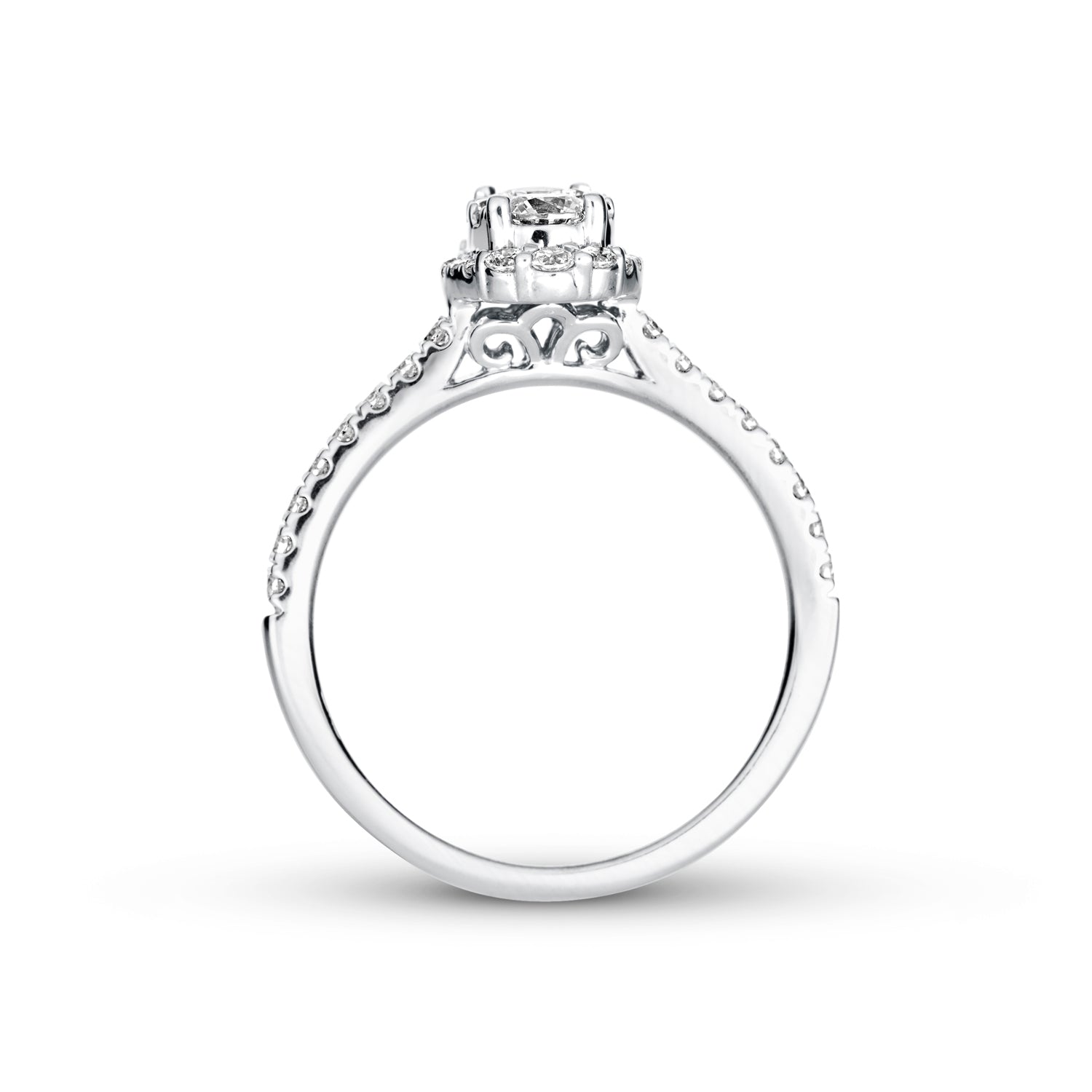3/4ctw Diamond Oval Classic Halo Engagement Ring in Sterling Silver bridal wedding engagement anniversary