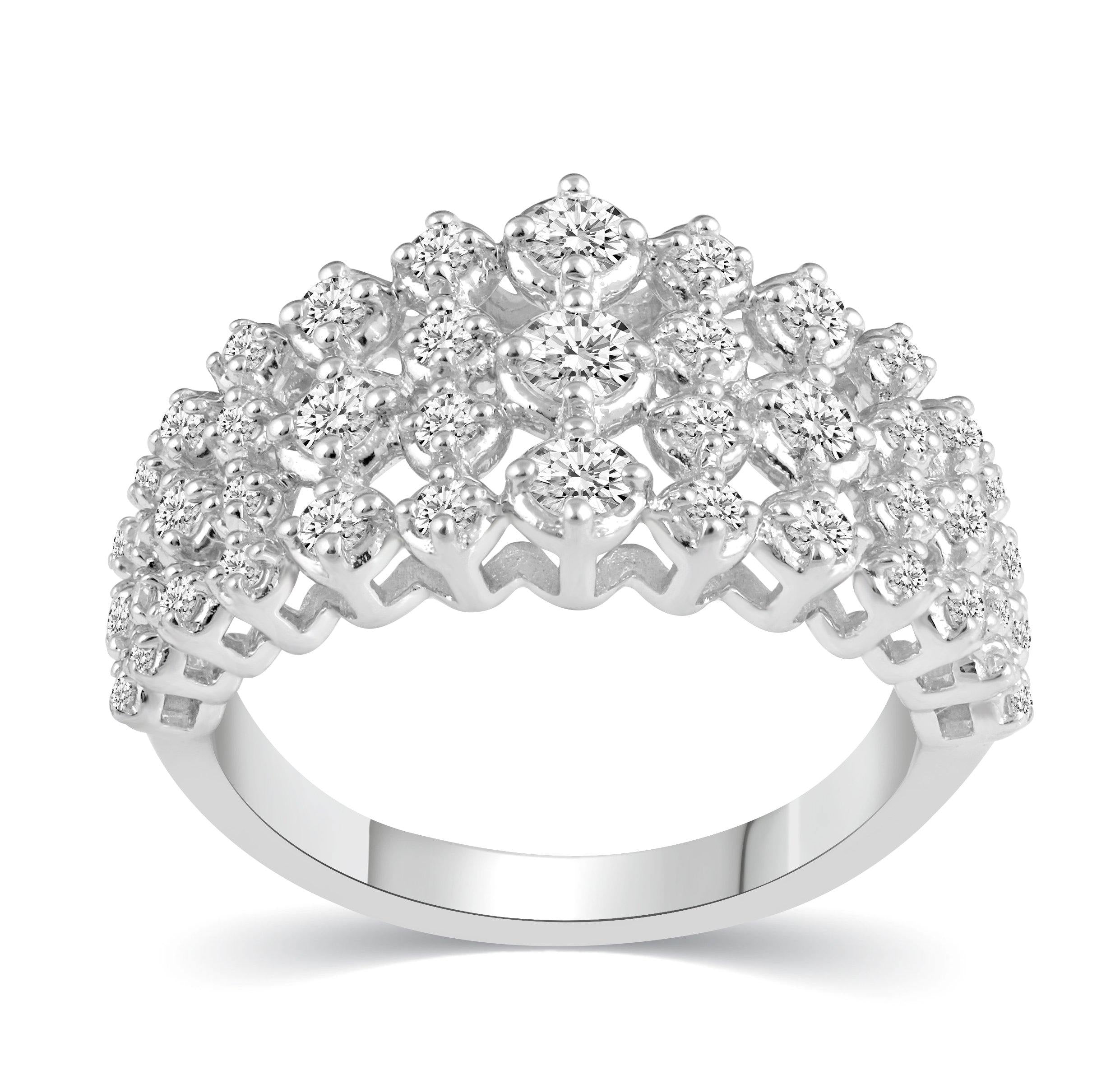 1 - 1/2 CT TW Diamond Anniversary Ring in Sterling Silver