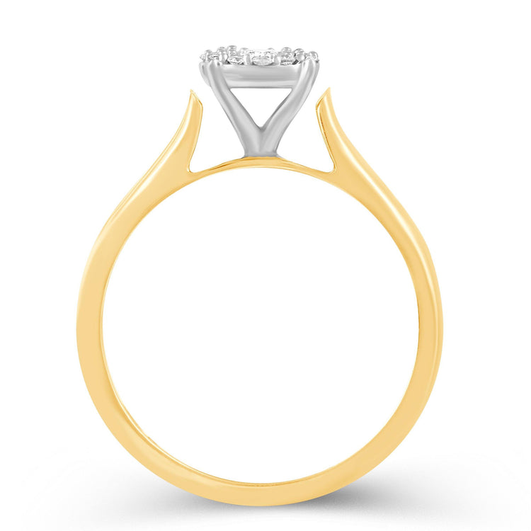 1/5CT TW Diamond Engagement Ring from Trio Set in Yellow & white 10KT Gold - Fifth and Fine