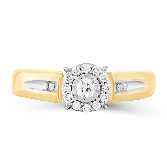 1/5CT TW Diamond Engagement Ring from Trio Set in Yellow & white 10KT Gold - Fifth and Fine