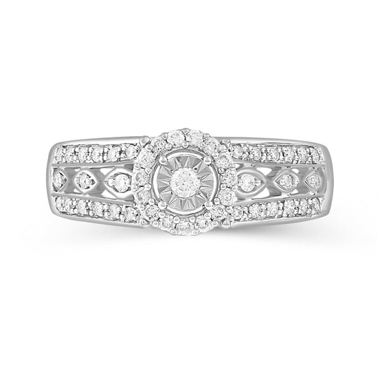 1/3CT TW Diamond Engagement Ring from Trio Set in 10KT White Gold - Fifth and Fine