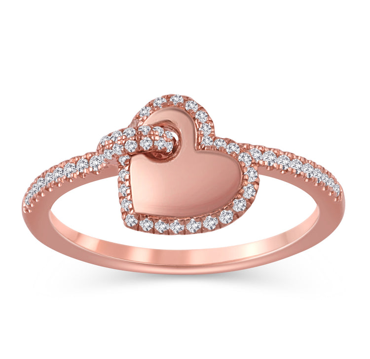 1/4 Cttw Diamond Heart Ring in 14K Rose Gold 