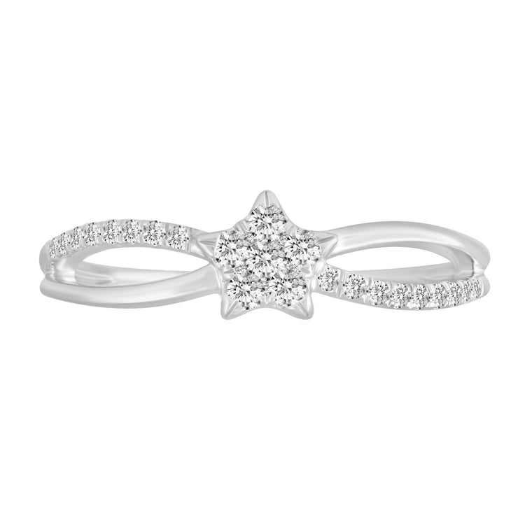 1/4Ct TW Diamond Star cluster Promise Ring in Sterling Silver - Fifth and Fine