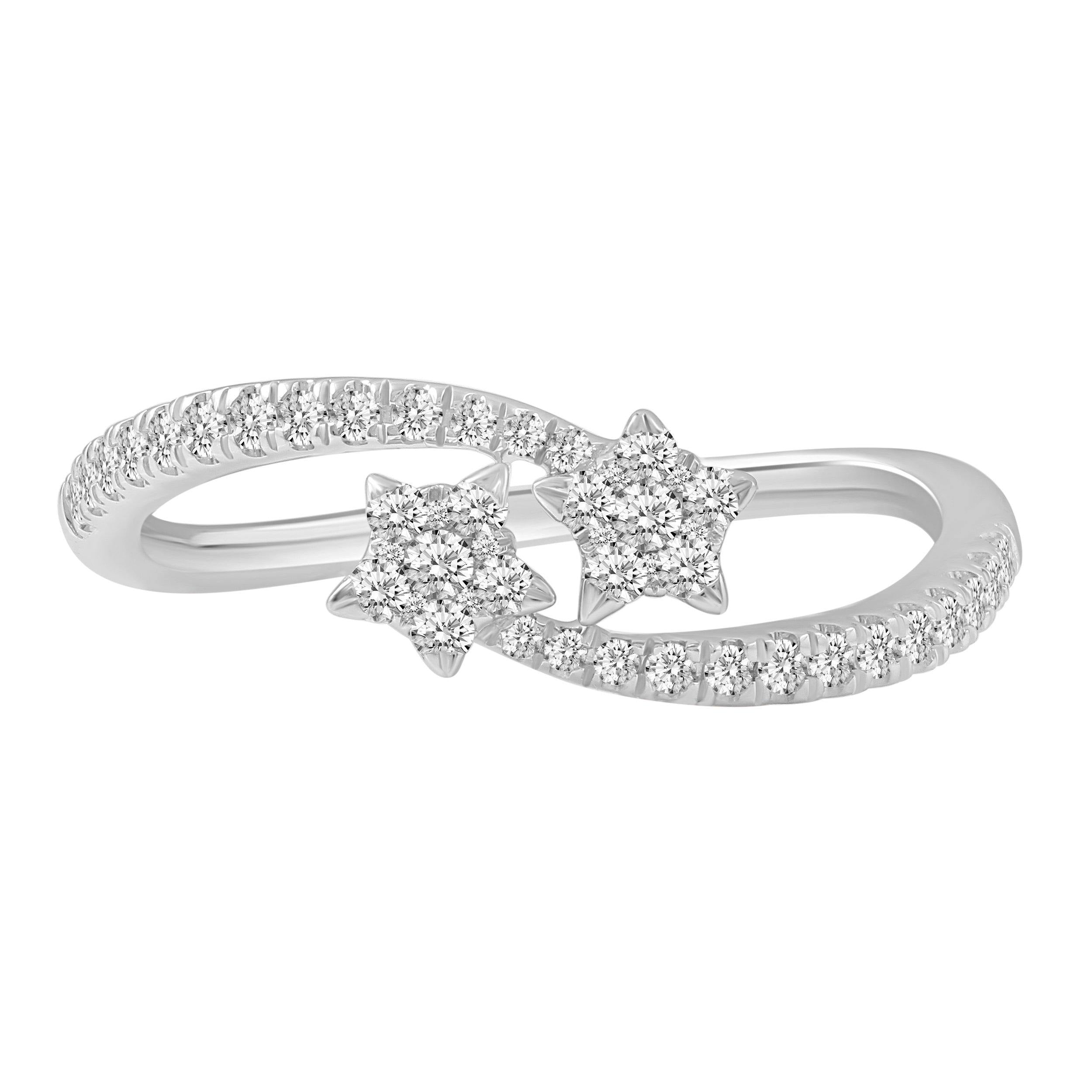 1/3CT TW Diamond Dual Shooting Star Cluster Fashion Ring in Sterling S ...