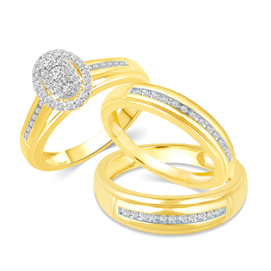 3/8CT TW Diamond Trio Bridal Set in 10KT Yellow & White Gold