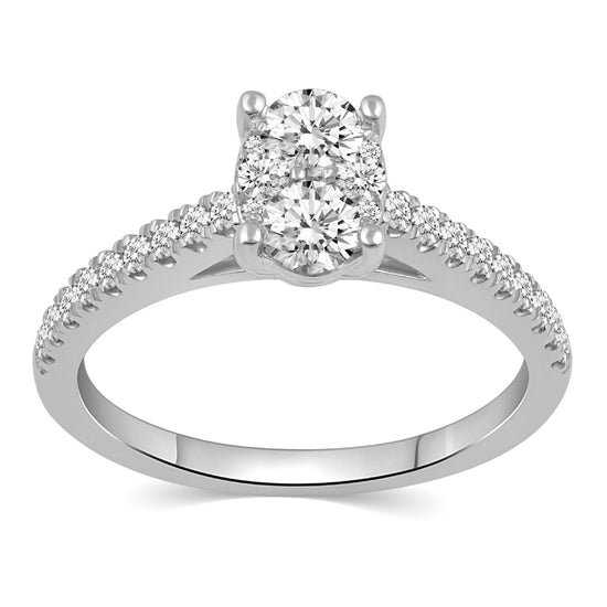 3/4ctw Diamond Oval Classic Engagement Ring in Sterling Silver