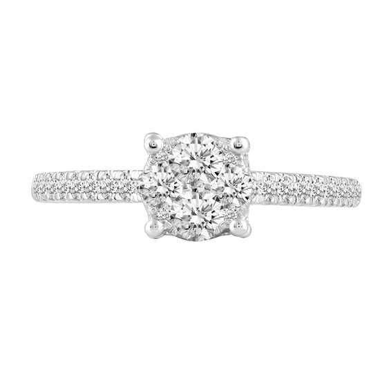 3/4ctw Diamond Classic Round Engagement Ring in Sterling Silver