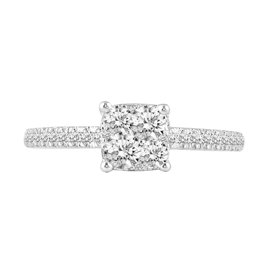3/4ctw Diamond Cushion Classic Engagement Ring in Sterling Silver