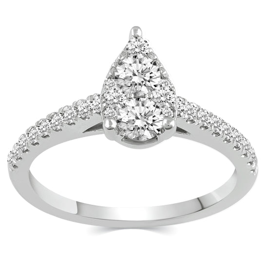 3/4ctw Diamond Pear Classic Engagement Ring in Sterling Silver