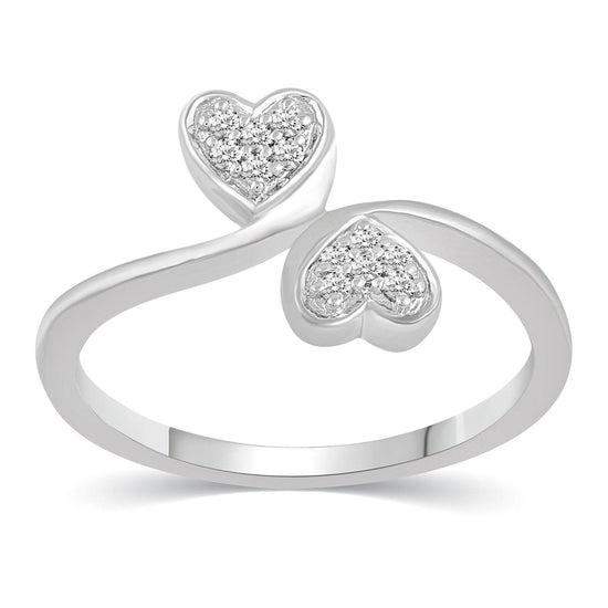 1/10 CT TW Diamond Double Heart Ring in Sterling Silver - Fifth and Fine
