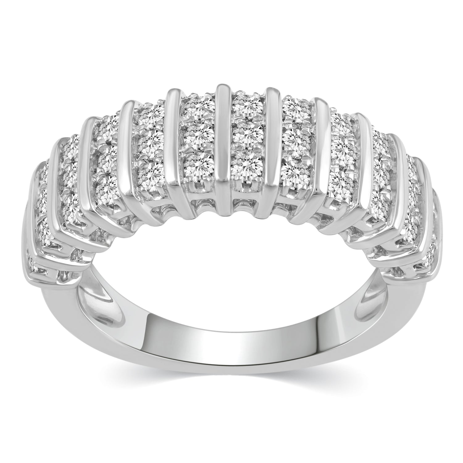 3/4CT TW Diamond Pave Band Anniversary Ring in Sterling Silver
