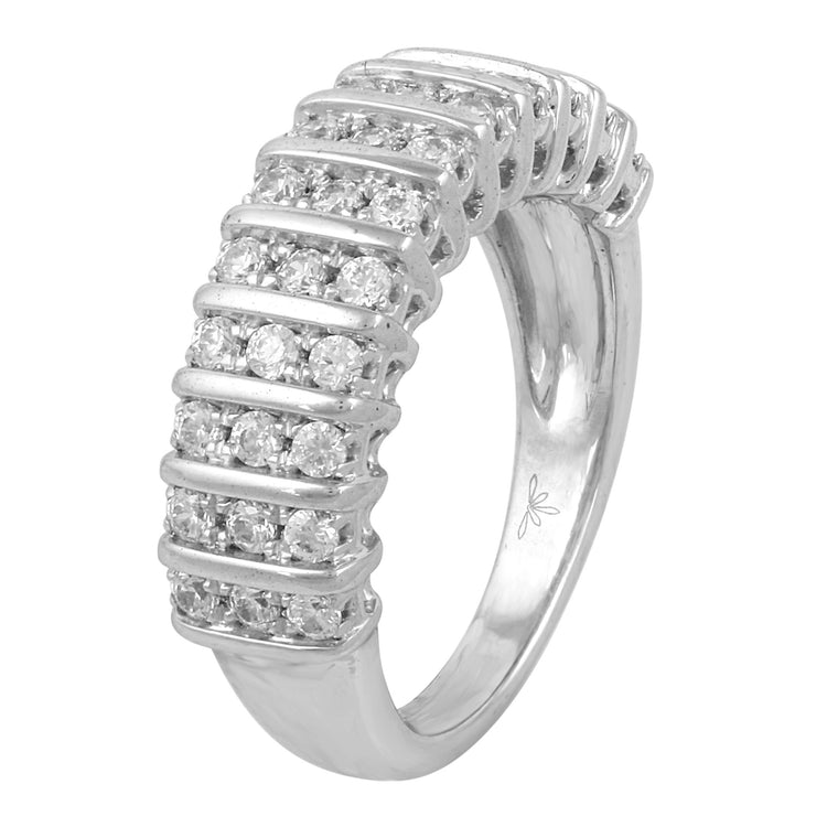 3/4CT TW Diamond Pave Band Anniversary Ring in Sterling Silver