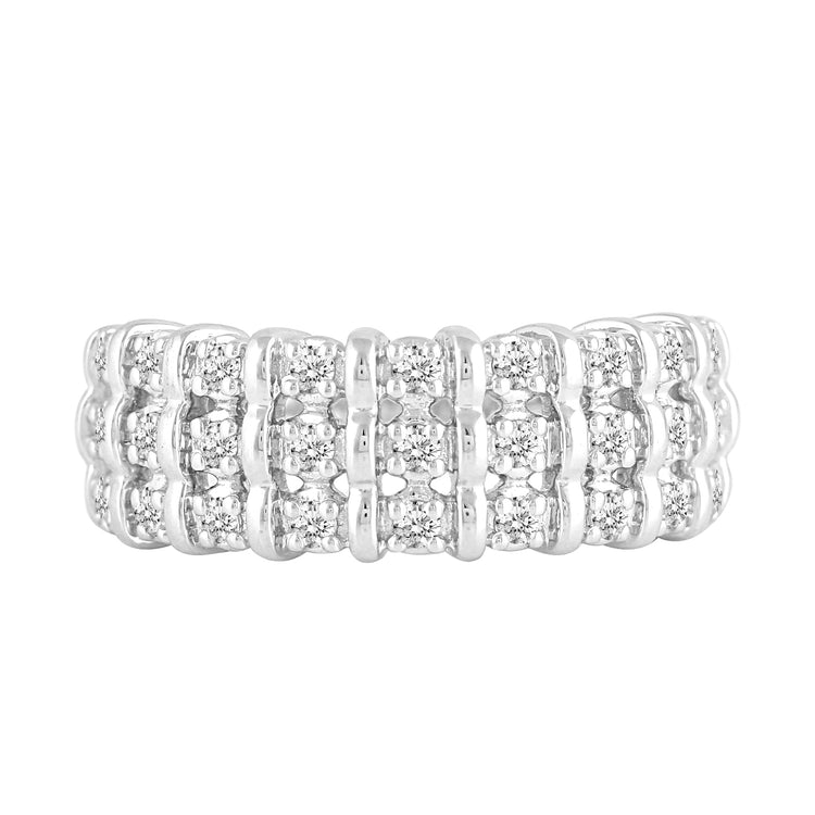 1/2CT TW Diamond Pave Band Anniversary Ring in Sterling Silver