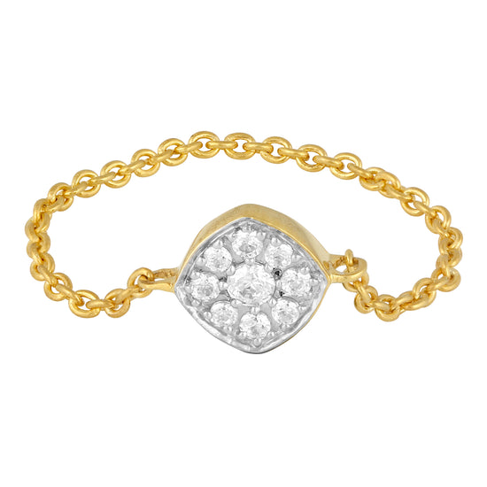 Fifth and Fine Diamond Chain Ring in Sterling Silver Yellow Gold