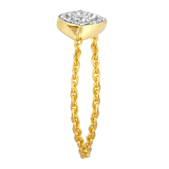 Diamond Chain Ring in Sterling Silver Yellow Gold
