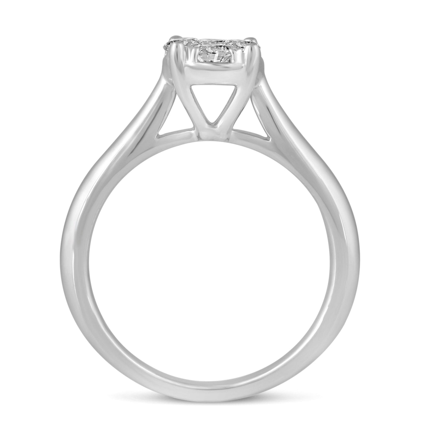 1/2Cttw to 1.00Cttw Natural Diamond Cluster Solitaire Ring Set in Sterling Silver - Fifth and Fine