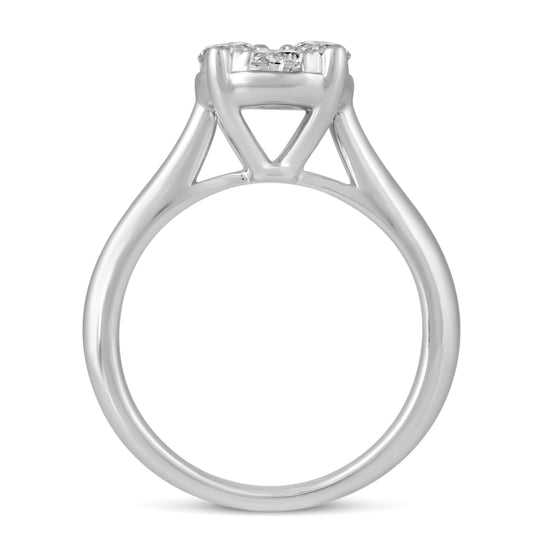 1/2Cttw to 1.00Cttw Natural Diamond Cluster Solitaire Ring Set in Sterling Silver - Fifth and Fine