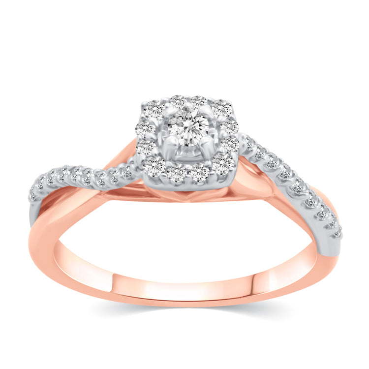 3/8 Cttw  (I1-I2 Clarity) Diamond Infinity Cushion Engagement Wedding Bridal Ring & Band in 14K Gold
