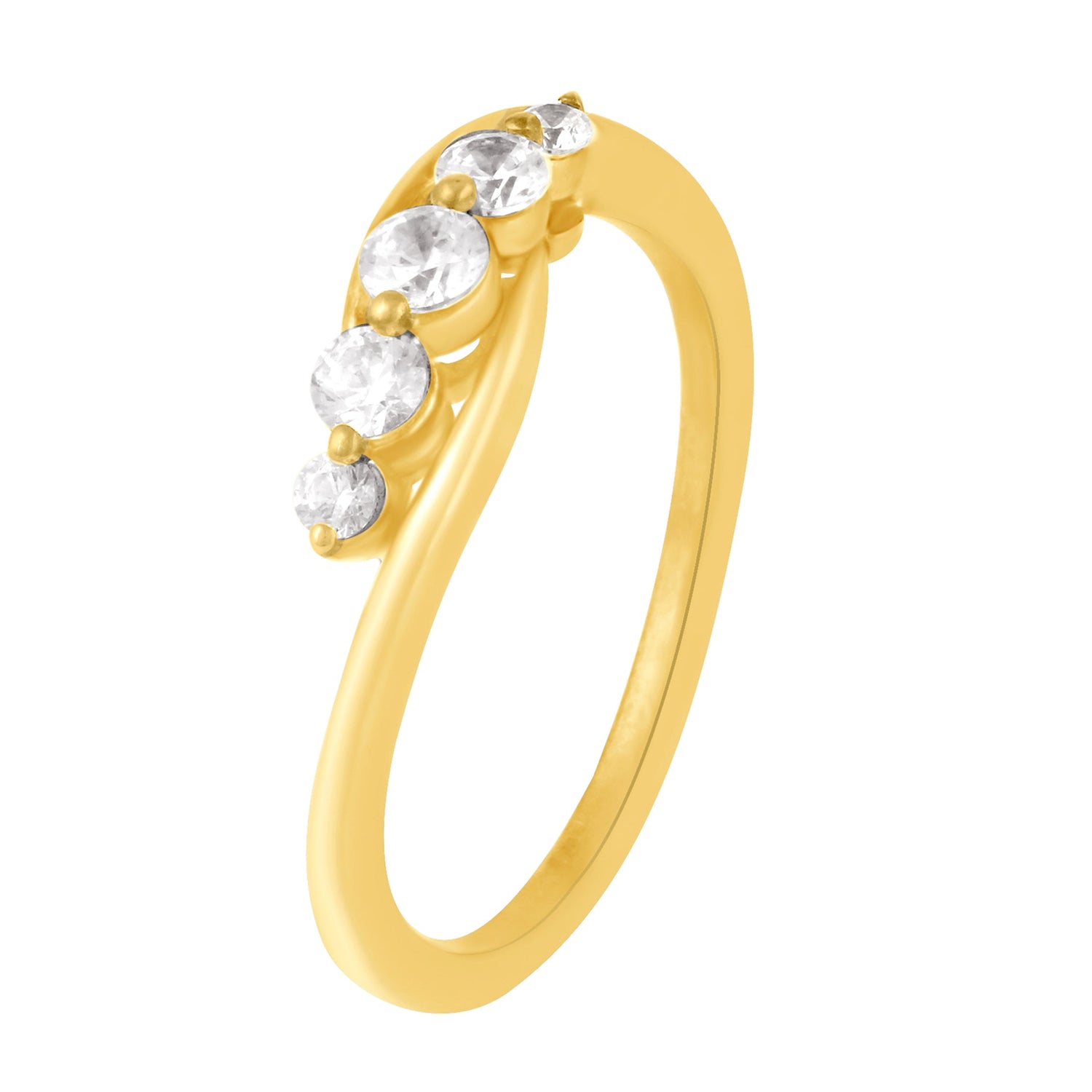 1/3Ct TW 5-Stone Diamond Journey Ring in Sterling Silver Yellow Gold