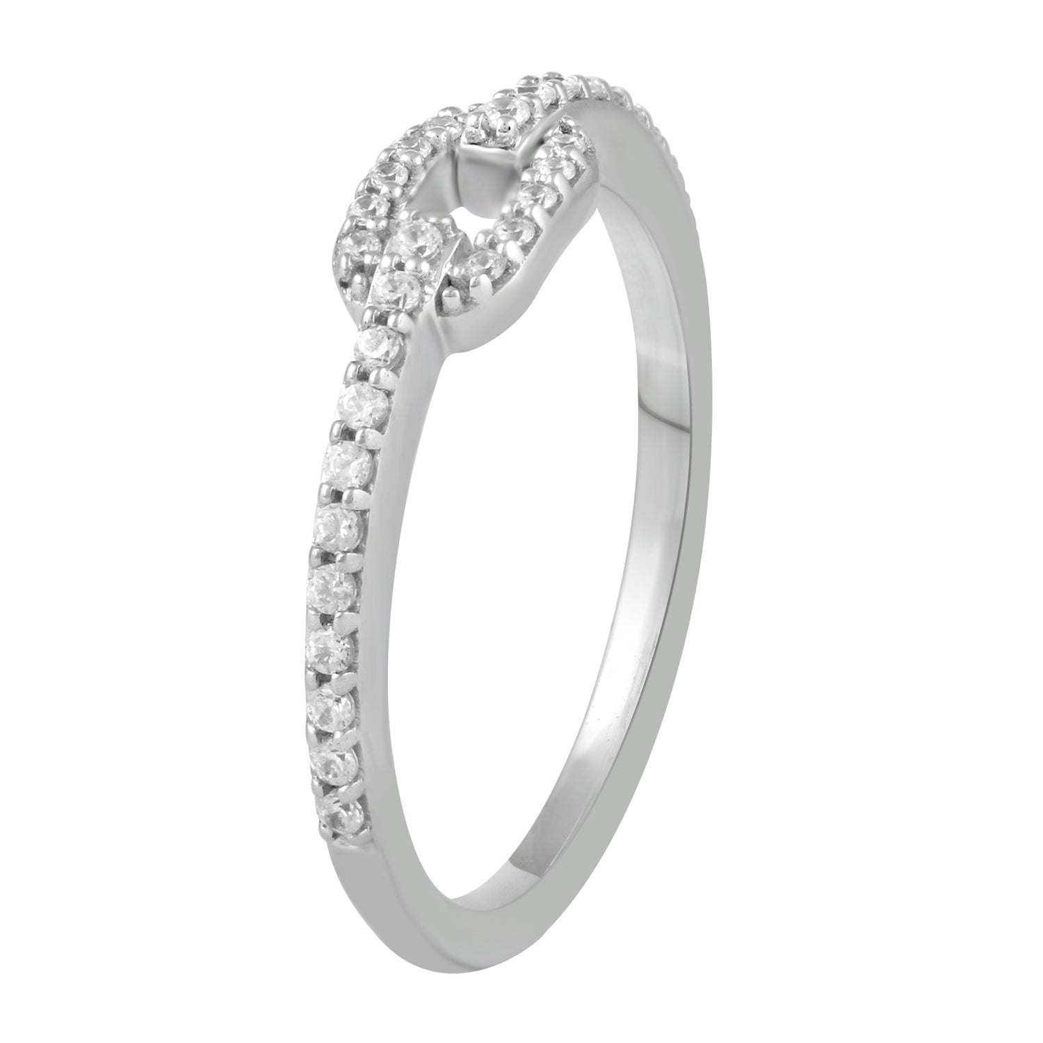 1/4Ct TW Diamond Single Chain Link Ring in Sterling Silver
