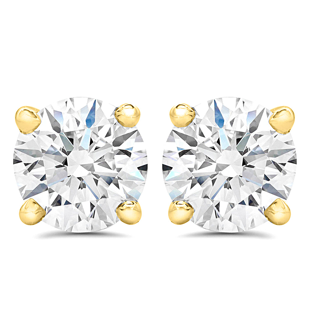 Natural Diamond Stud Earrings Round 0.75 ct. tw. (H-I, SI1-SI2) 18k Yellow  Gold 4-Prong Basket