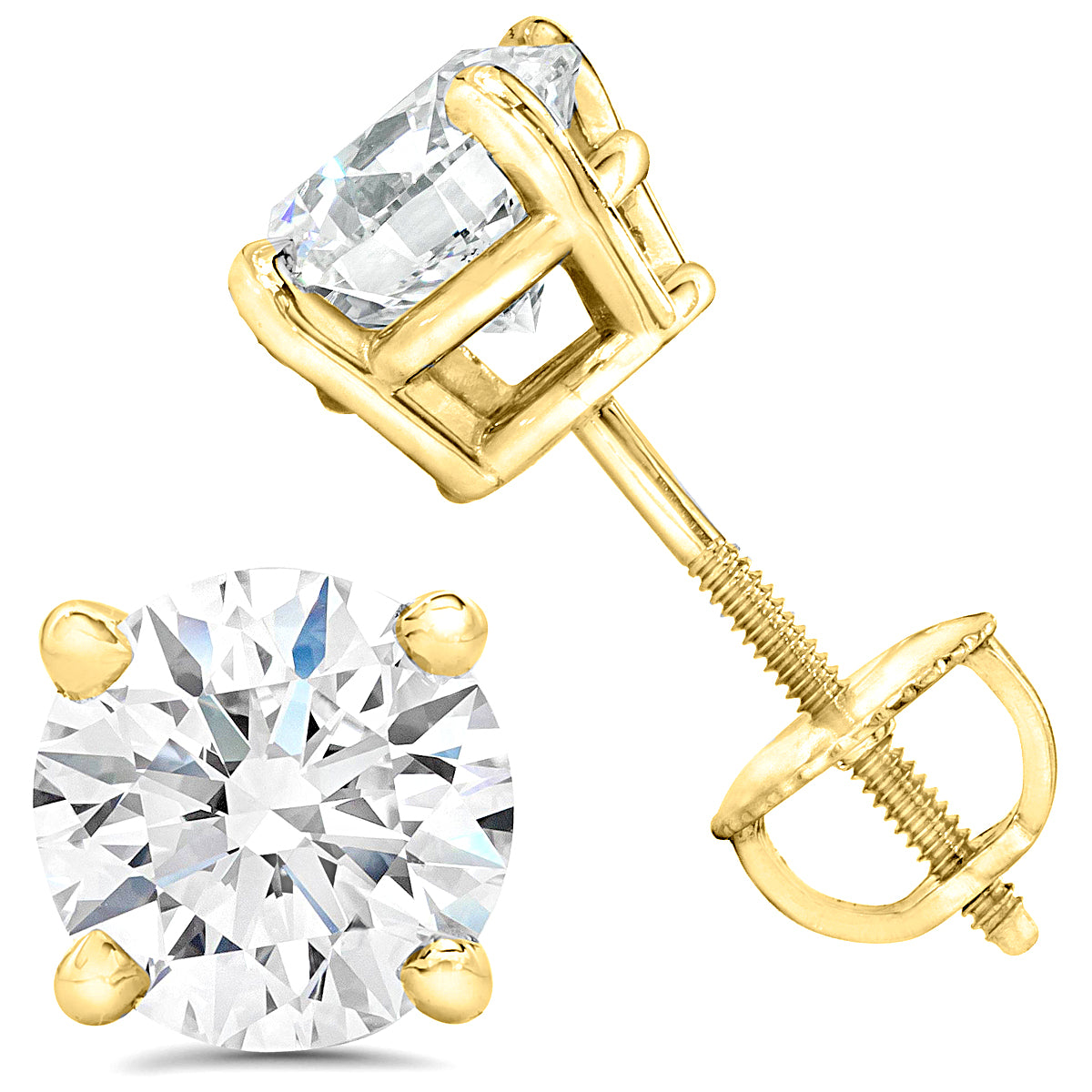 SPECIAL! .52ct G SI 14K Yellow Gold Diamond Square Shaped Earrings Screw  Back