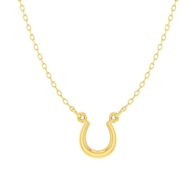Horseshoe Pendant Necklace set in 925 Sterling Yellow Gold jewelry gift