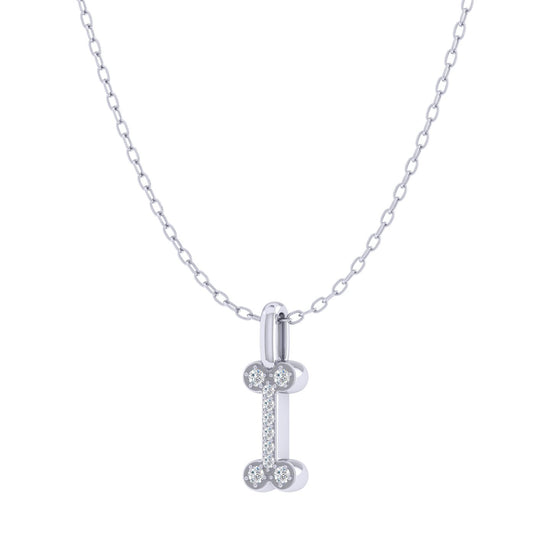 Dog Bone 1/20 Cttw Natural Diamond Pendant Necklace set in 925 Sterling Silver