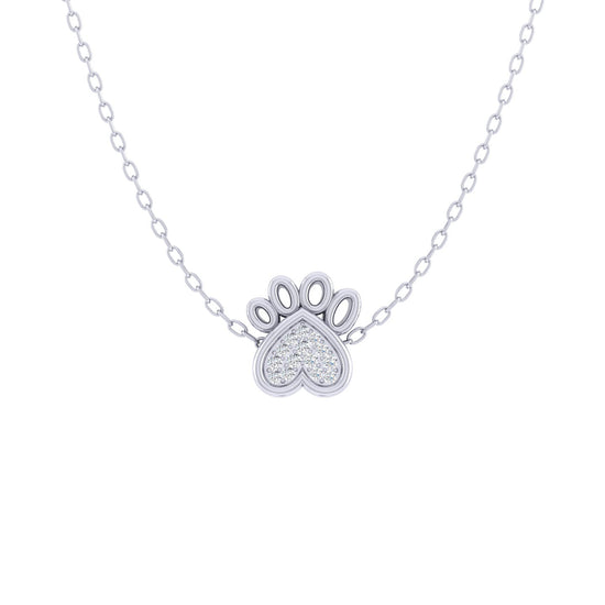 Dog Paw 1/20 Cttw Natural Diamond Pendant Necklace set in 925 Sterling Silver