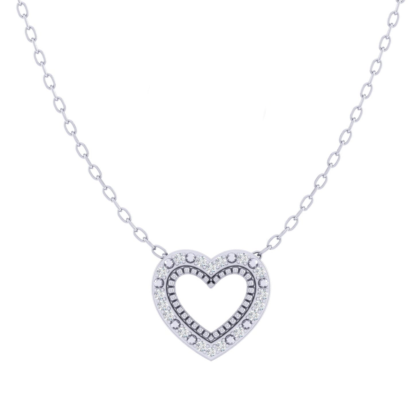 Heart 1/20 Cttw Natural Diamond Pendant Necklace set in 925 Sterling Silver