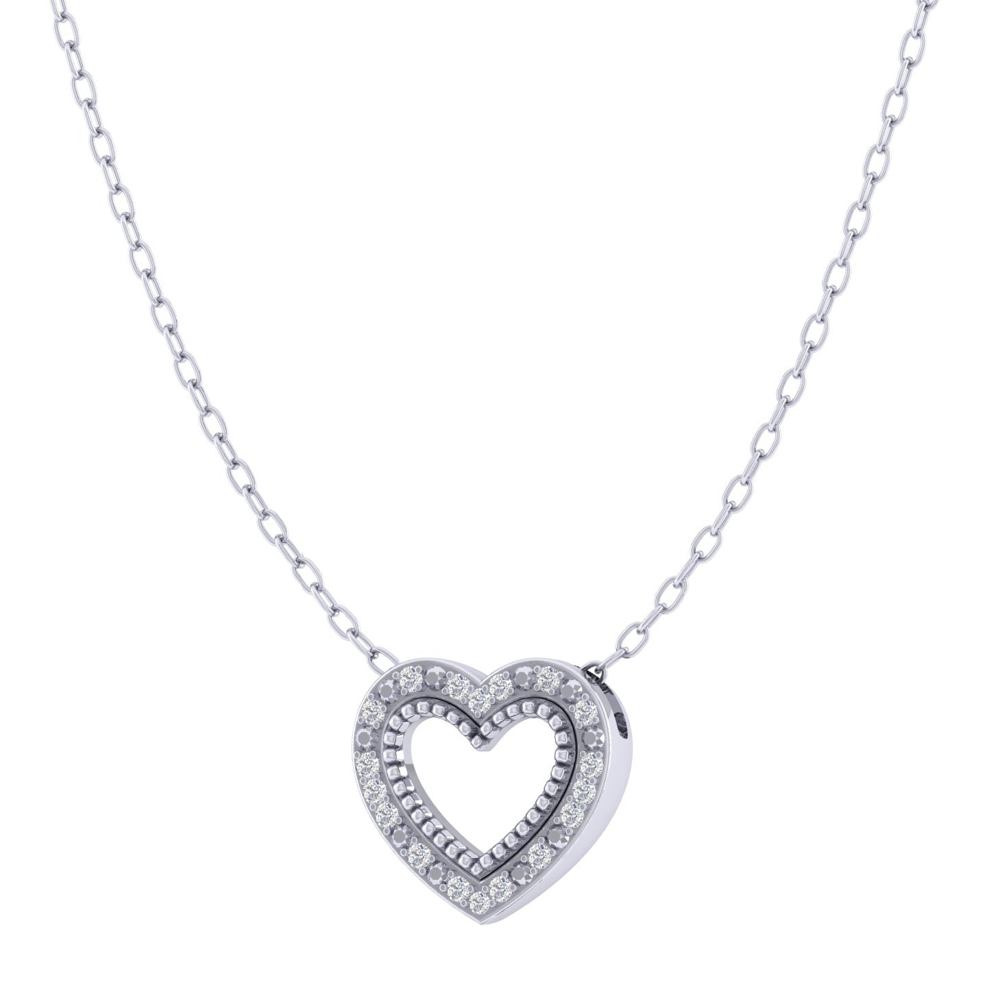 Heart 1/20 Cttw Natural Diamond Pendant Necklace set in 925 Sterling Silver