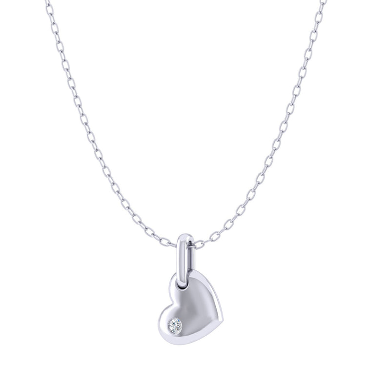 Dainty Heart 1/40 Cttw Natural Diamond Pendant Necklace set in 925 Sterling Silver