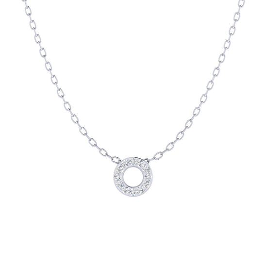 Eternity Circle 1/20 Cttw Natural Diamond Pendant Necklace set in 925 Sterling Silver